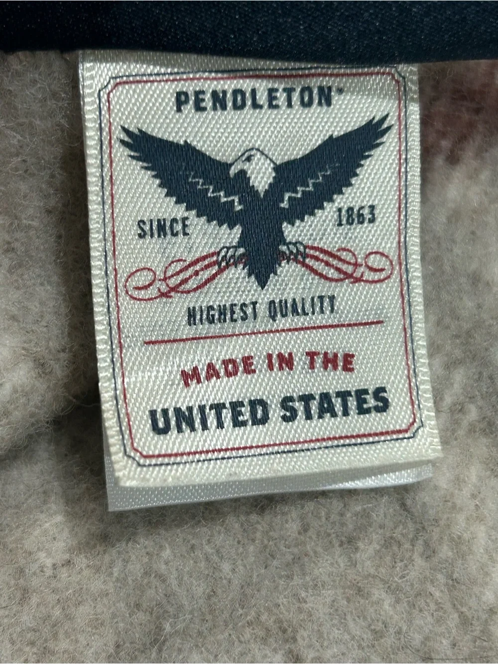 Pendleton Cream Blanket with Brown Stripe Accents 100% Wool